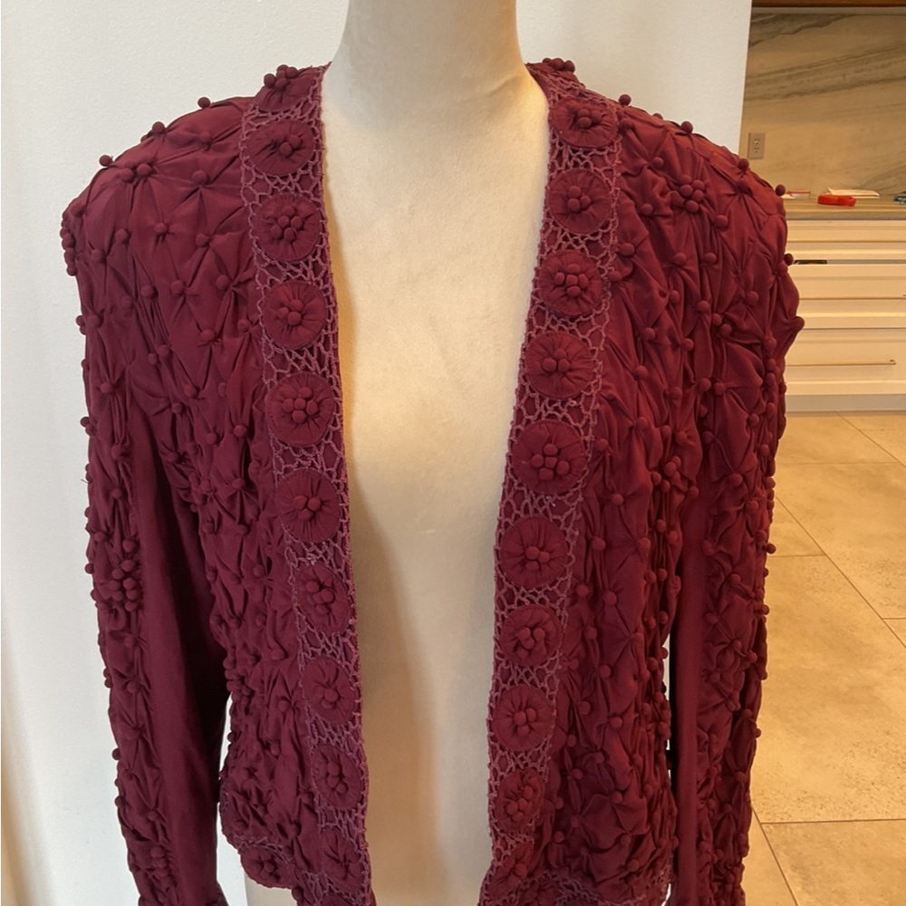 SILK Vintage LIMS Burgundy Crocheted Sweater